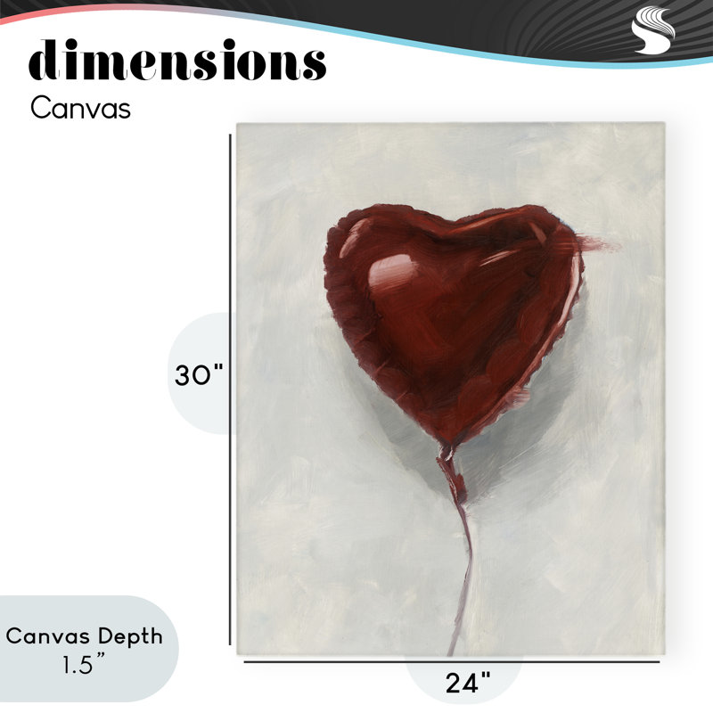 Toile en forme de cœur avec ballon, design par Ethan Harper, H 30 po x l 24 po