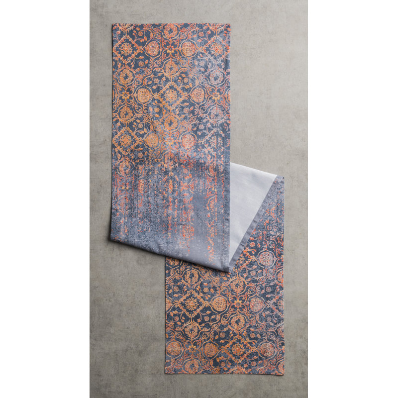 Damask 100% Cotton Table Runner, 72" x 14.5"