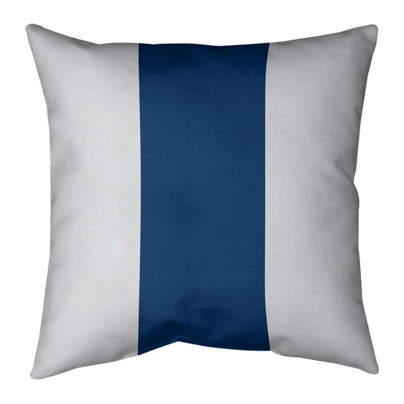 Striped Linen Reversible Throw Pillow, 20" x 20", Gray/Navy