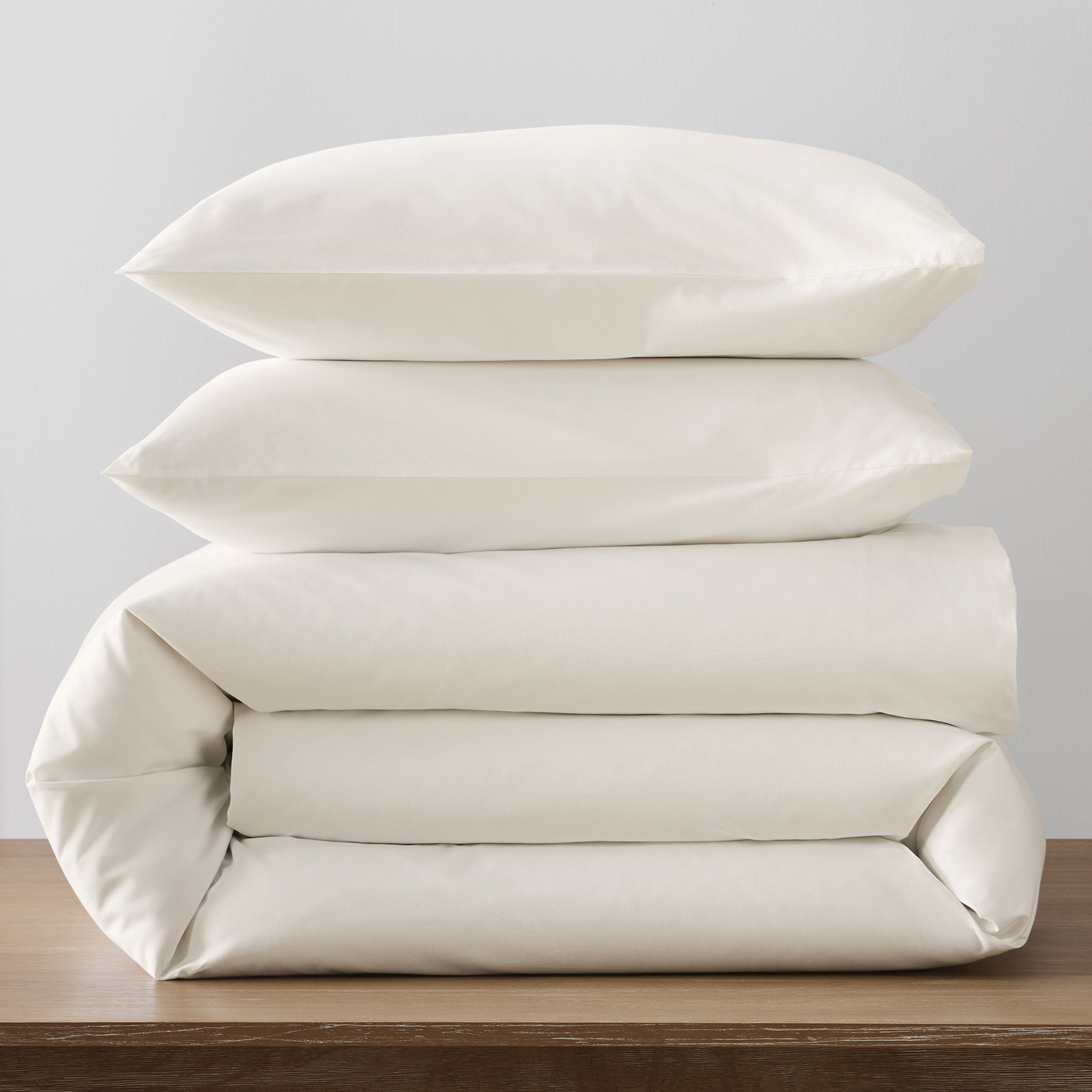 Coyer Classic Cotton Percale Duvet Cover Set, Twin / Twin XL Duvet Cover + 1 Pillow Shams, Ivory