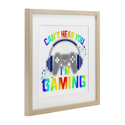 Rainbow Can Hear Hear You Gaming, impression sous verre encadrée, conception de Kim Allen