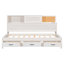 Lit de jour simple en bois avec 3 tiroirs de rangement, tablette souple supérieure, tablette et ensemble de prises et ports USB