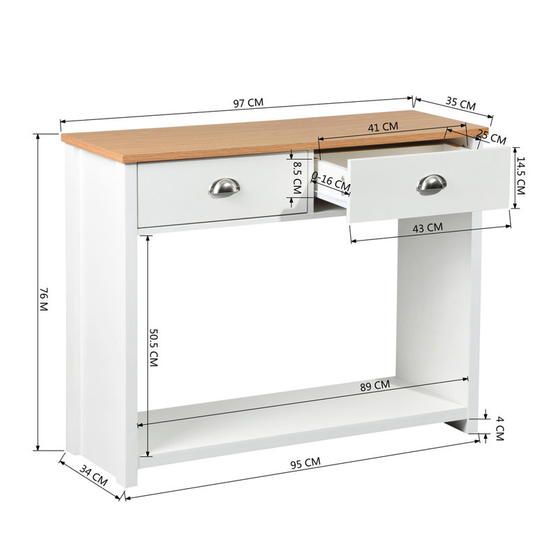Richmond 97cm Console Table, Oak/White