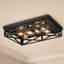 Plafonnier carré encastré de style ferme, noir mat, 6 lumières, structure géométrique en fer