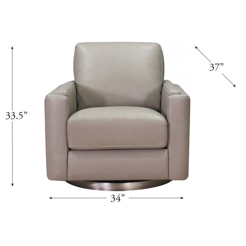Fauteuil pivotant en cuir Fleishman, Cuir véritable gris orme Fleishman