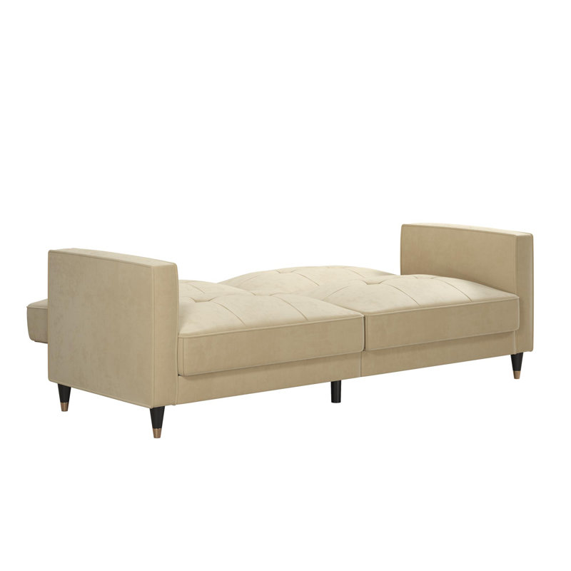 Novelle 81" Velvet Square Arm Convertible Sofa, Cream
