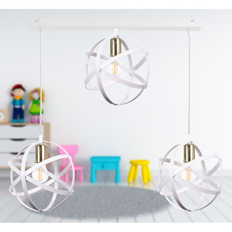 Bobbi-Rose 3 - Light Kitchen Island Pendant, White, White/Gold