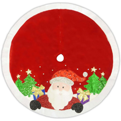 Jupe d'arbre de Noël avec motif de père Noël Kurt Adler, rouge, 48 po