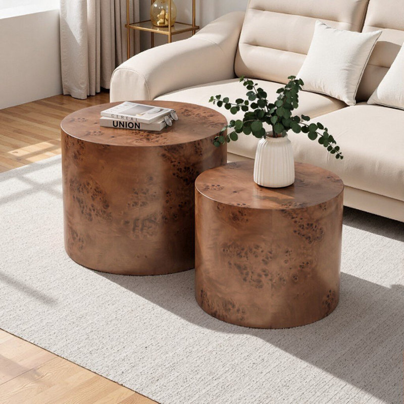 Ensemble de 2 tables basses gigognes Modern Modern, Marron foncé
