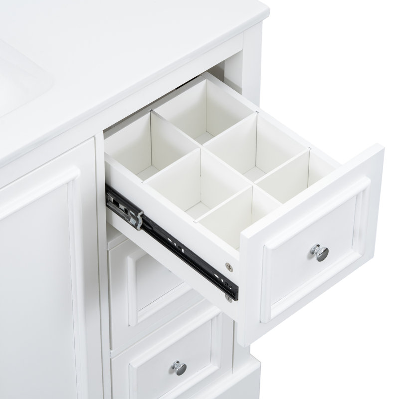 Meuble-lavabo de style transitionnel 36 po avec lavabo en céramique 36 po, Blanc
