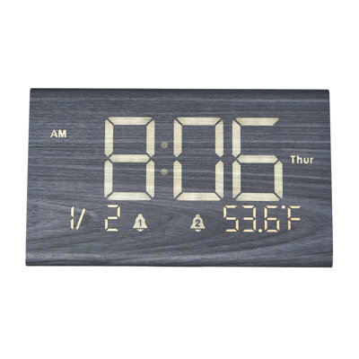 Digital Alarm Clock with Dual Alarm, USB Charging Port, and Temperature Display – Wooden Plywood Desk Clock for Bedroom or Office