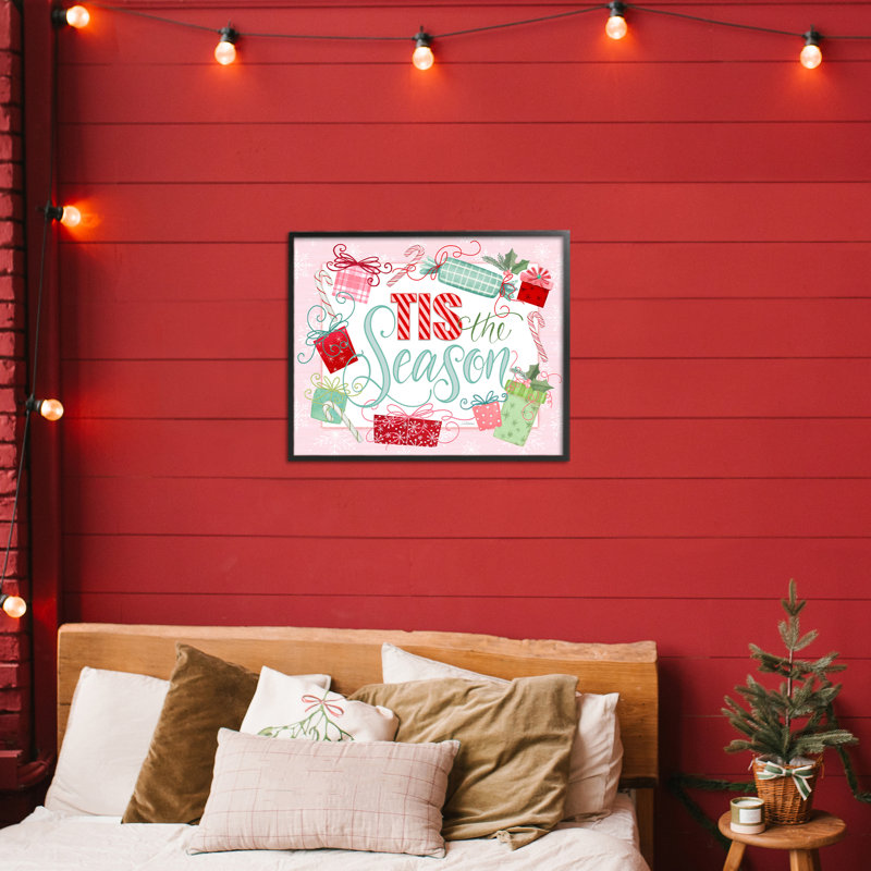 Giclée encadrée «Pastel Pink Tis The Season», conception par Nicole Tamarin, H 11 po x l 14 po, Giclée encadrée noir minuit