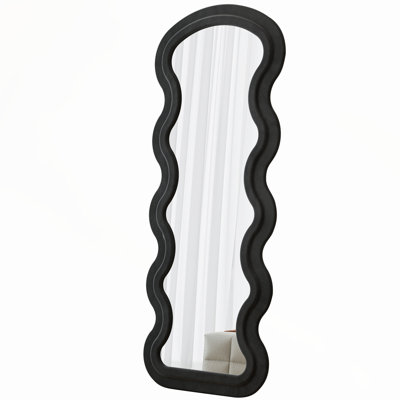 Flannel Full Length Wavy Floor Mirror with Stand for Bedroom and Living Room, Hanging or Leaning Against Wall