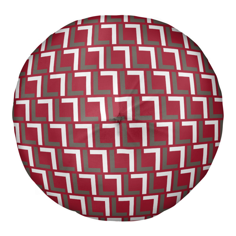 Housse de coussin rond Tampa Bay, 30'' x 30'', Rouge / étain / blanc