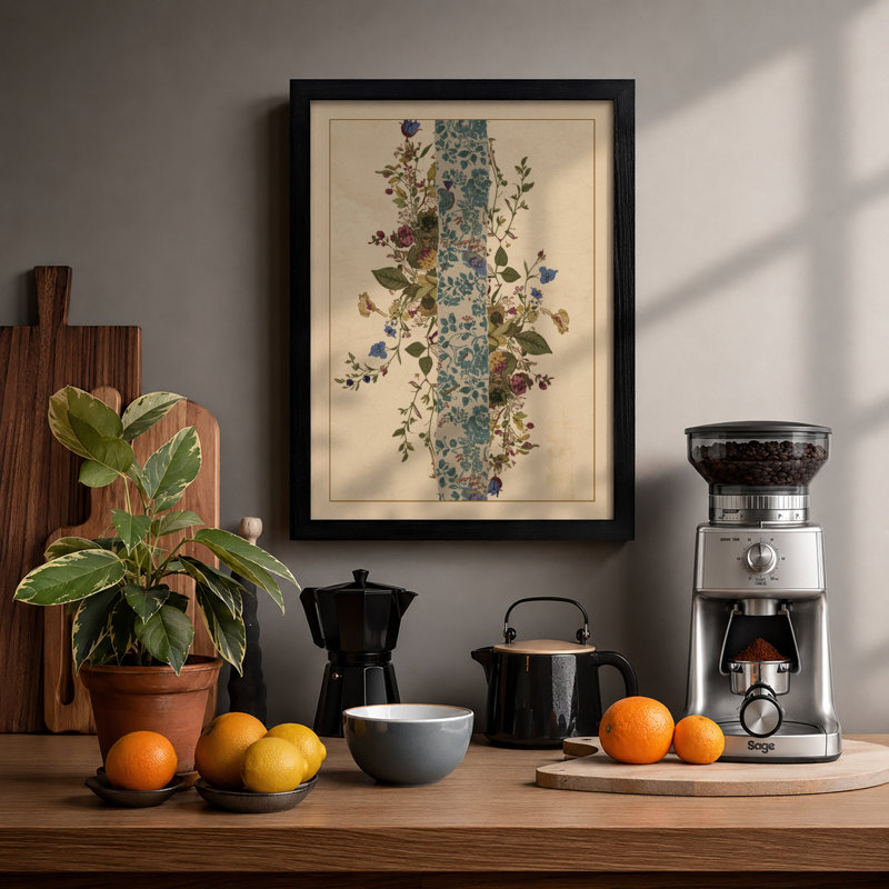 Climbing Vine In Bloom Botanical - Print, Black, A4 - 29.7 x 21.0 cm