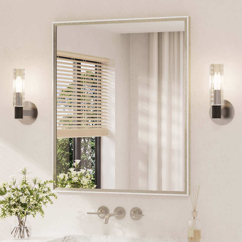 Miroir de salle de bain rectangulaire, 30 po x 36 po, Nickel brossé
