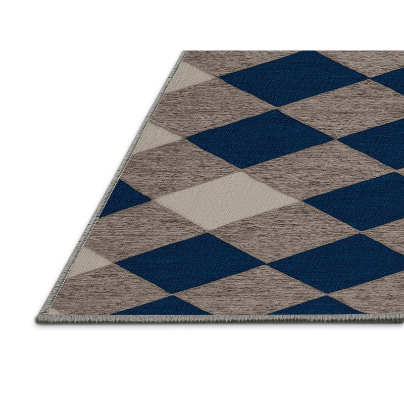 Tapis gris à carreaux lavable à la machine, Rectangle 6 pi x 9 pi