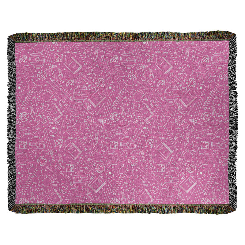 Couverture en coton tissé Katelyn Elizabeth, l 60 po x L 80 po, Rose / blanc