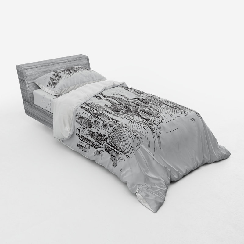 Modern & Contemporary Polyester Duvet Cover, Twin XL Duvet Cover + 2 Additional Pieces, Black