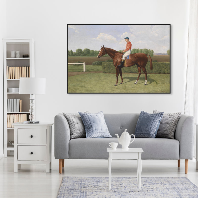 Sports et équipes - Gondolat équestre par Emil Adam - Peinture, H 36 po x l 54 po, Toile avec cadre noir