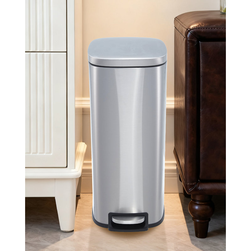 Poubelle mince en acier inoxydable 13 gallons, poubelle étroite avec couvercle à fermeture en douceur, seau intérieur amovible, poubelle compacte pour la cuisine, la salle de bain et le bureau