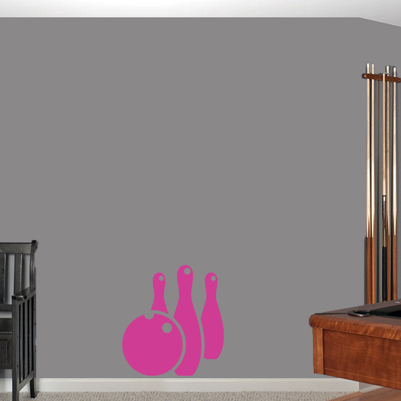 Décalcomanie murale boule de bowling et épingles, Rose vif