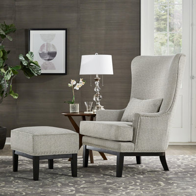 Caistor Upholstered Wingback Chair with Ottoman
