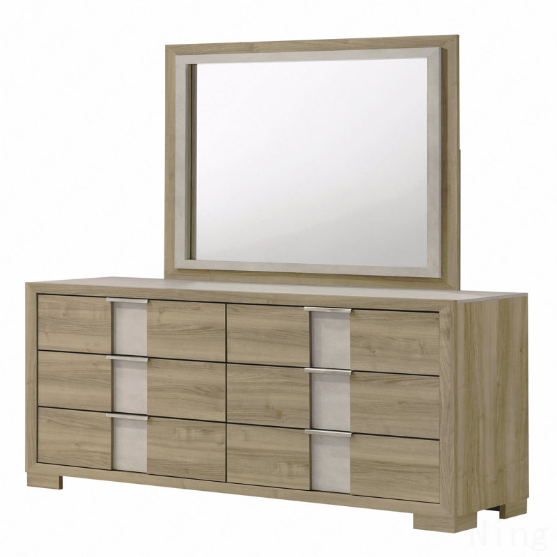 Mobilier de chambre à coucher en bois flotté avec commode à six tiroirs 1pc