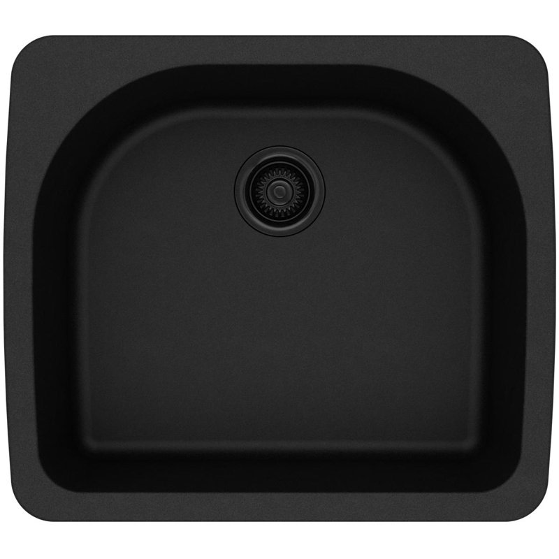 Quartz Classic 25" L x 22" W Drop-In Kitchen Sink, Black