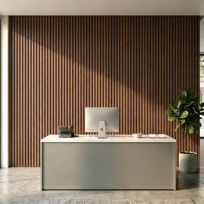 6 panneaux de bois acoustique L 93 po x l 12 po, panneaux muraux cannelés et insonorisés 3D pour mur et plafond, panneaux muraux en bois à lattes (46,5 pieds carrés)