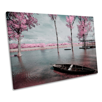 Blossom Landscape Tree Pink Seascape - Wrapped Canvas Art Prints