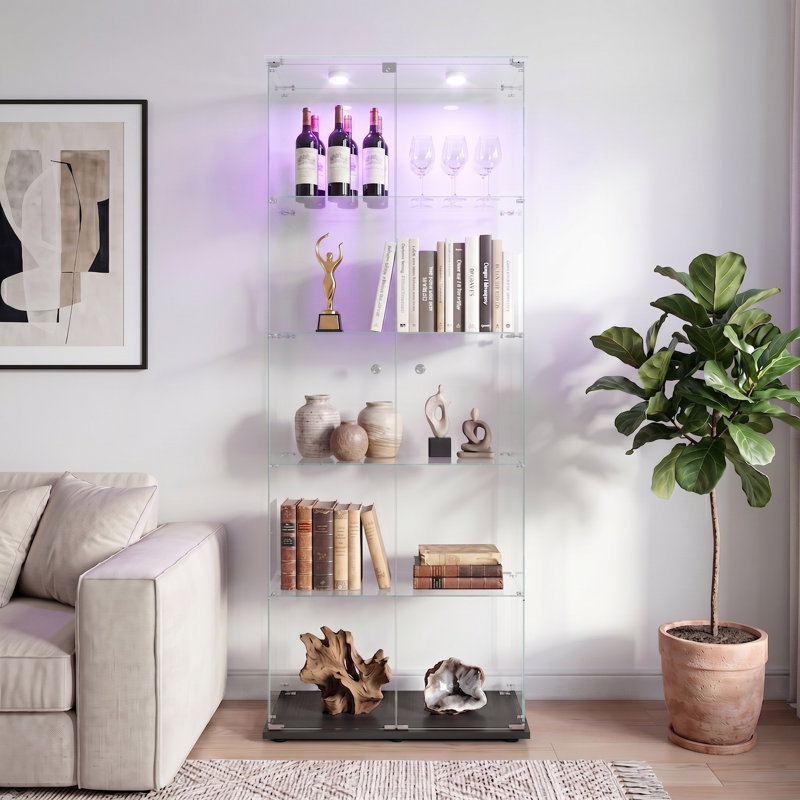 Glass 80 cm W Display Cabinet, Black
