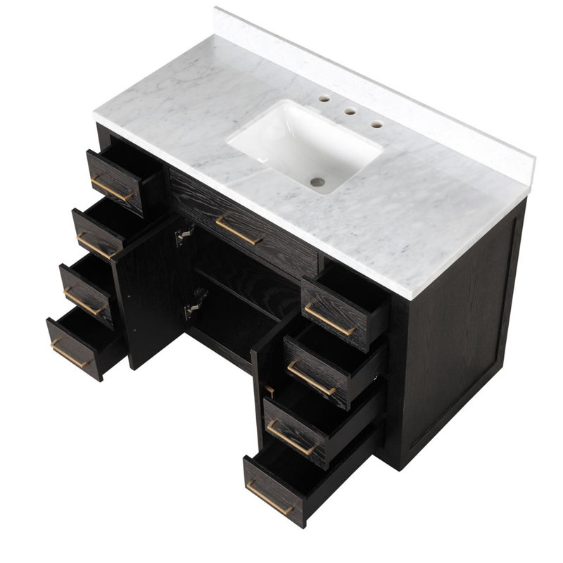 Meuble-lavabo simple avec comptoir en marbre de Carrare
