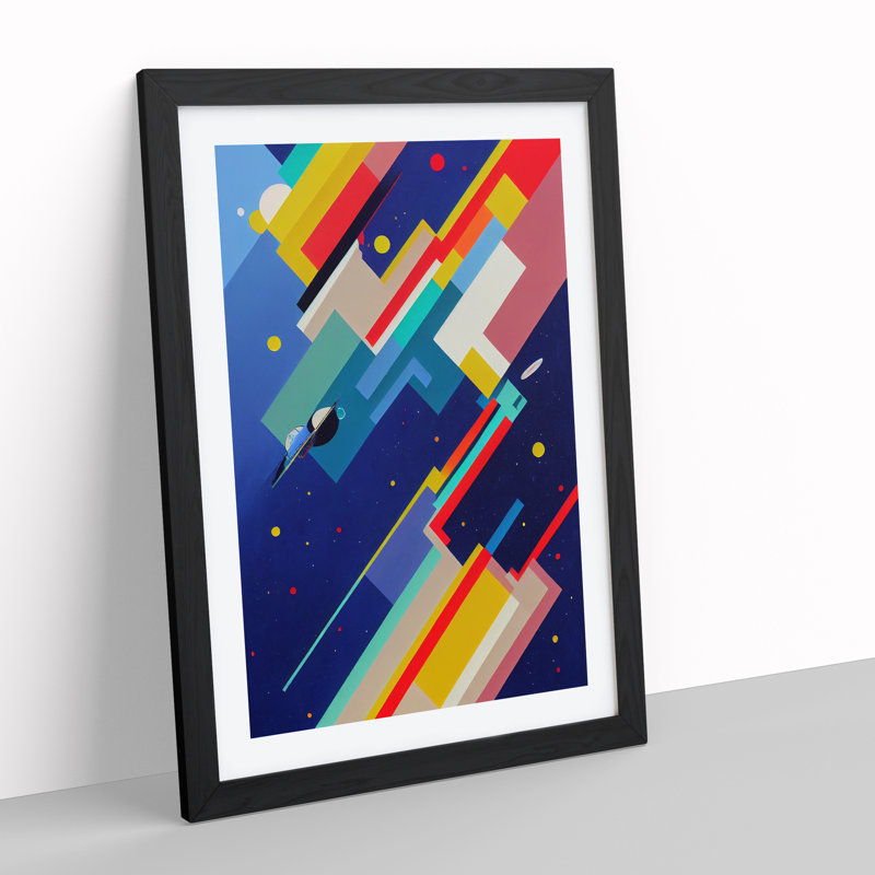 Abstract Spaceship Rocket No.1 - Single Picture Frame Print, 34cm H x 25cm W x 2cm D, Black