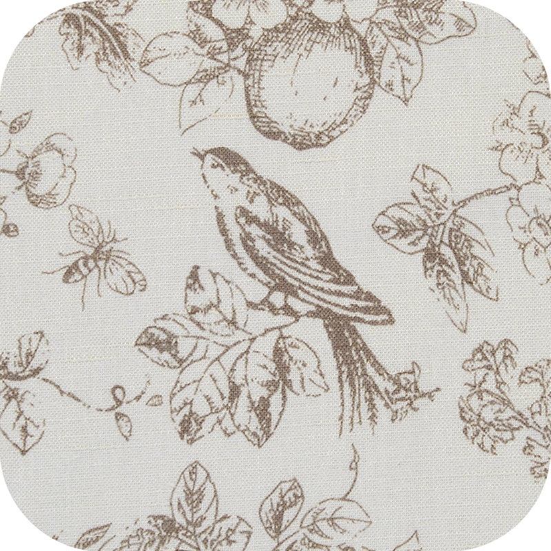 Linen Blend Farmhouse Floral Curtains Semi Sheer French Country Curtain Panels, Taupe, 50" W x 84" L