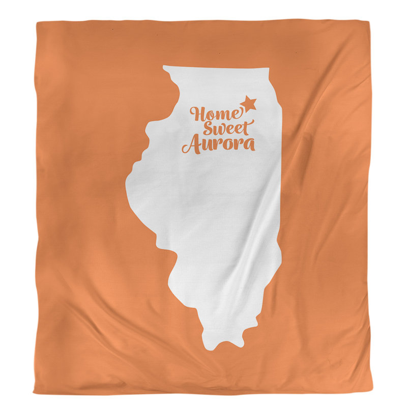 Housse de couette simple aurora Illinois, Polyester brossé, Housse de couette pour lit simple, Orange