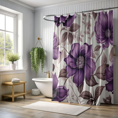 Amethyst Flowers - 1 Piece Standard Shower Curtain