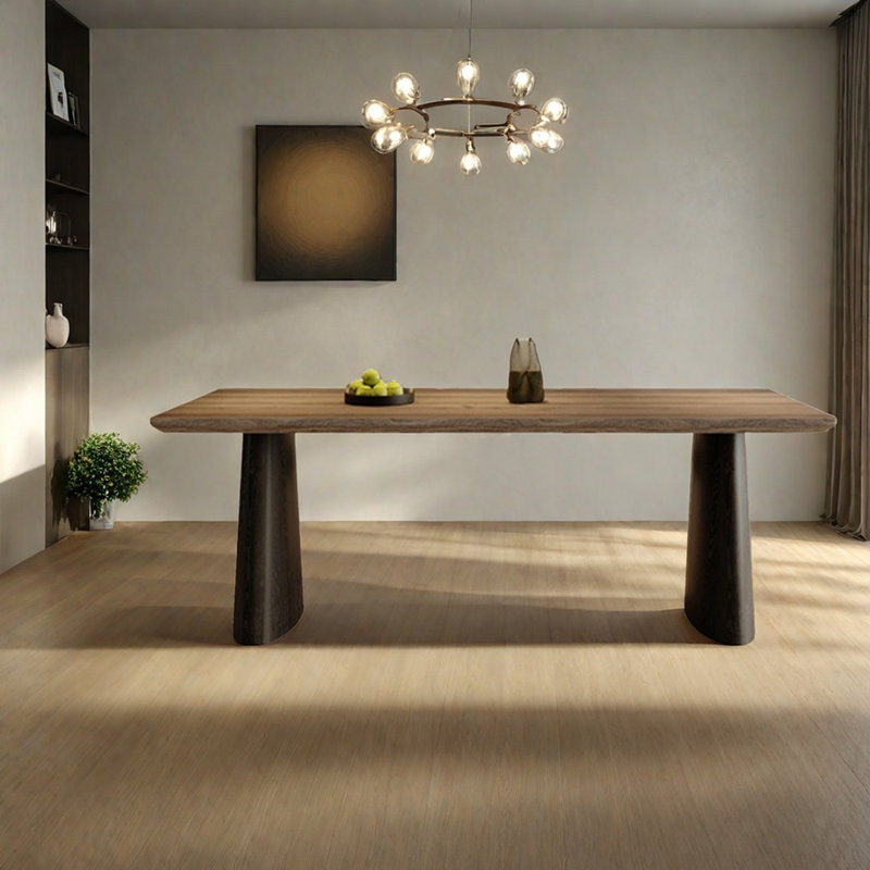 Rounded Edge Thick Table with Wood Legs, 29.5"H x 78.7"L x 31.5"W