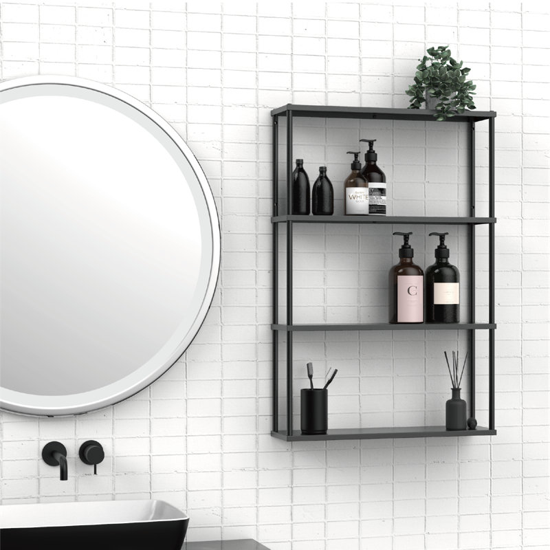 Étagère en acier Trotwood, H 36 po x l 24 po x P 6 po, Noir, noir, noir, noir
