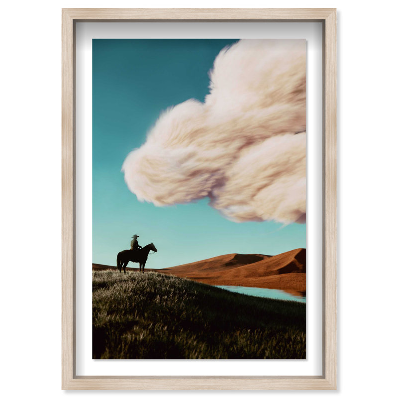 Cowboy Surreal Print by Oliver Gal, 21.5"H x 31.5"W, Natural Oak Shadowbox