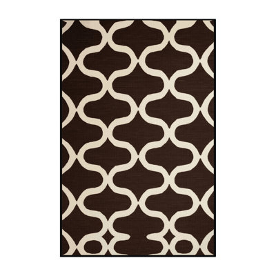 Machine Washable Trellis Black Area Rug