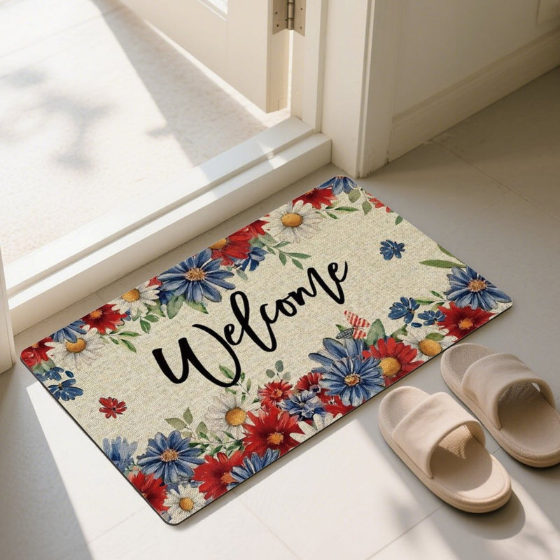 Tapis multicolore à motif de marguerites patriotiques 24 x 36 po, pour l'intérieur et l'extérieur