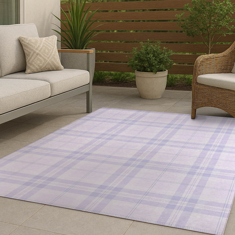 Vinny Tartan Non-Slip Outdoor Rug, Rectangle 3' x 5'