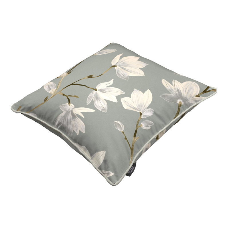 Frison Indoor / Outdoor Floral Square Cushion, Duck Egg, 43cm x 43cm