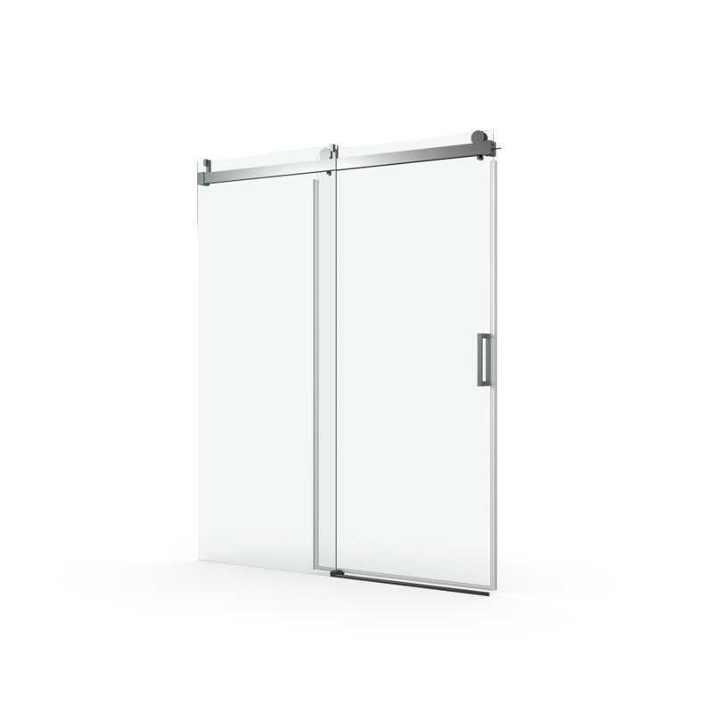 Matte Black Frameless Sliding Shower Door with Tempered Glass