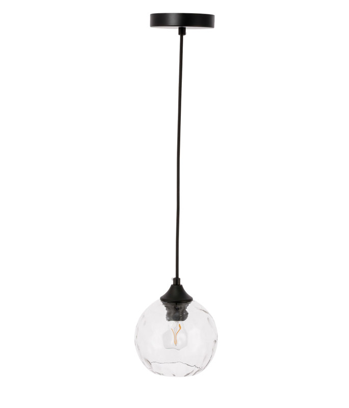Luminaire suspendu sphère 1 lumière Douthit, Noir, H 6,6 po x l 5,9 po x P 5,9 po