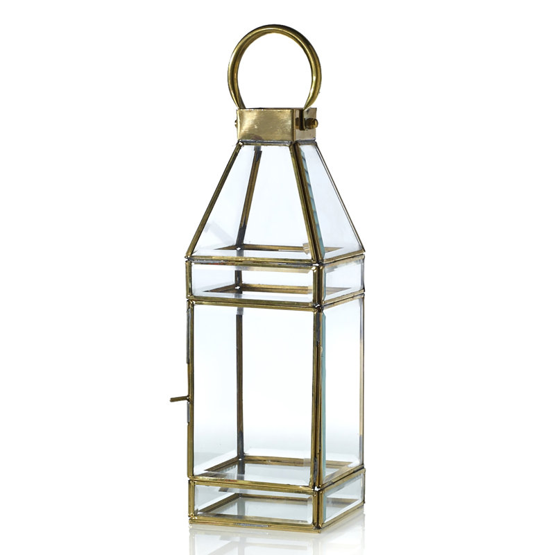 Lanterne de table en verre 13 po, H 13 po x l 4,5 po x P 4,5 po