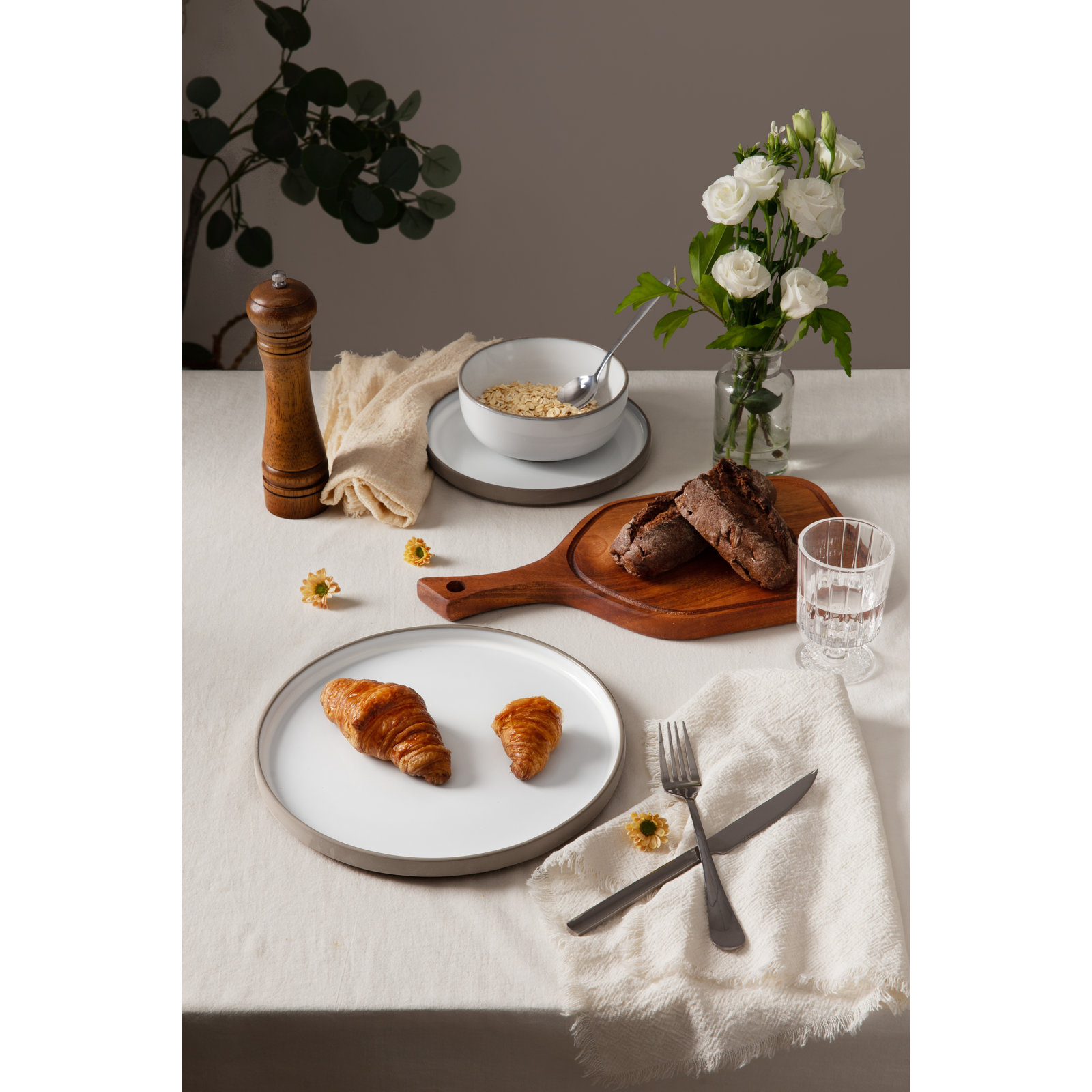 Stoneware Dinnerware Set, Snowy White