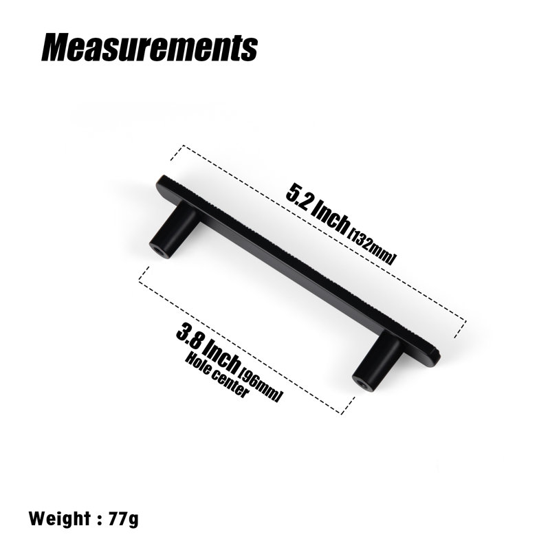 Ensemble de poignées à barre 3,75 po, 3 3/4", Noir mat