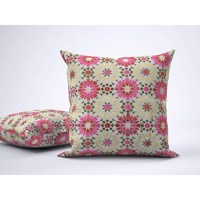 Dungorbery Geometric Square Cushion Cover, Pink